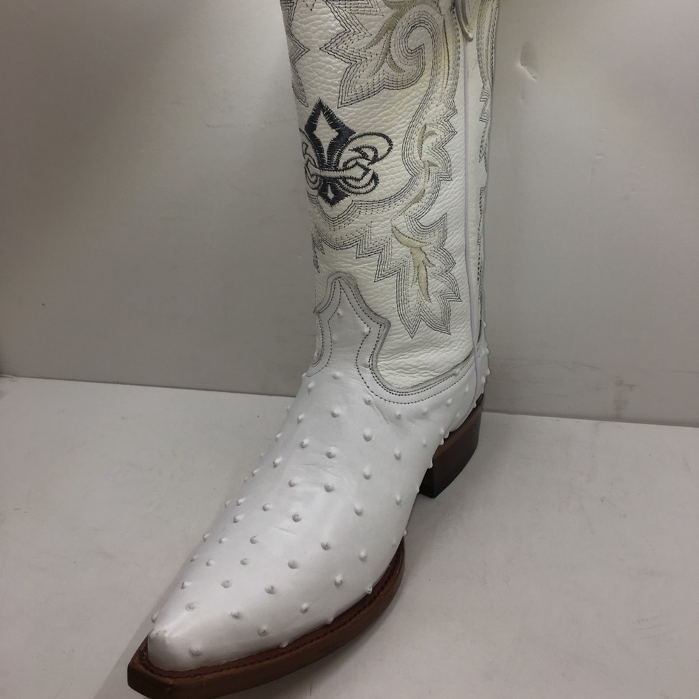 Men’s Cowboy Boots Ostrich Print Leather Rodeo - Picture 2 of 7